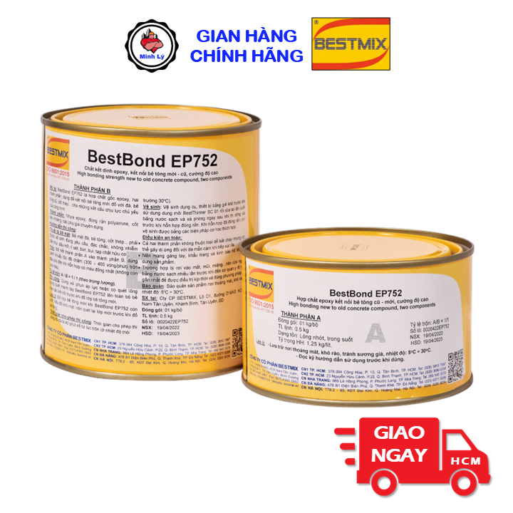 Bộ 1kg BestBond EP752 Chất Kết Nối Bê Tông Mới Và Cũ Gốc Epoxy