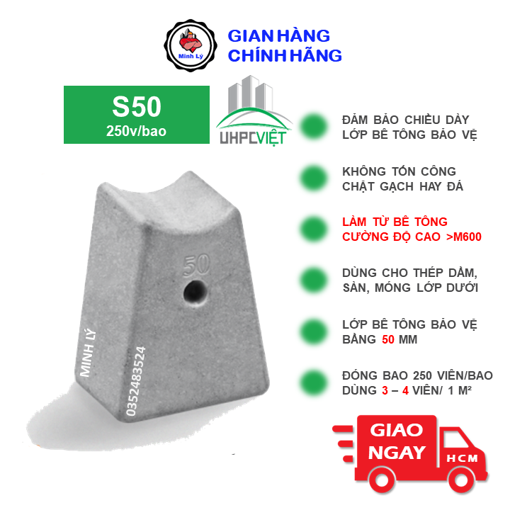 Viên Kê Bê Tông UHPC S50 (250v) Cường Độ Cao