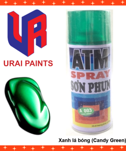Sơn Phun Màu Xanh Lá Cây Bóng A003 Candy Green ATM Spray Cao Cấp (400ml/chai)